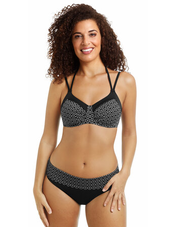 Amoena Ayon chloorbestendige prothese bikinitop zonder beugel zwart print wit