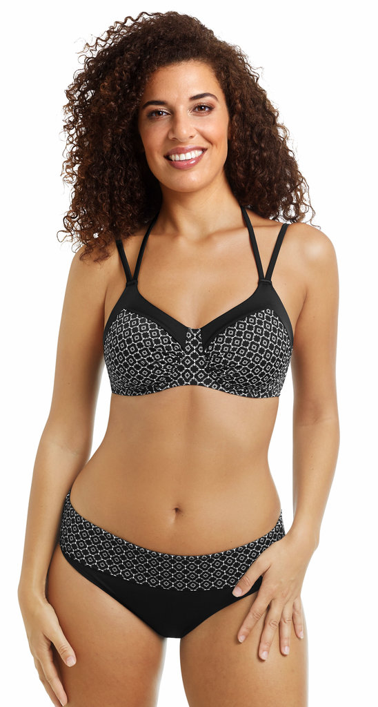 Amoena Ayon chloorbestendige prothese bikinitop zonder beugel zwart print wit