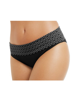 Amoena lingerie Ayon  hoge chloorbestendige bikinislip kleur zwart print wit