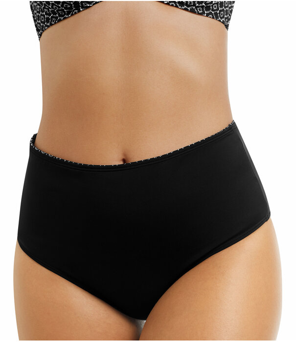 Amoena  Ayon  hoge chloorbestendige bikinislip kleur zwart print wit