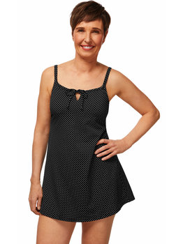 Amoena lingerie Romantic Downtown prothese zwemjurkje zwart met witte polkadots