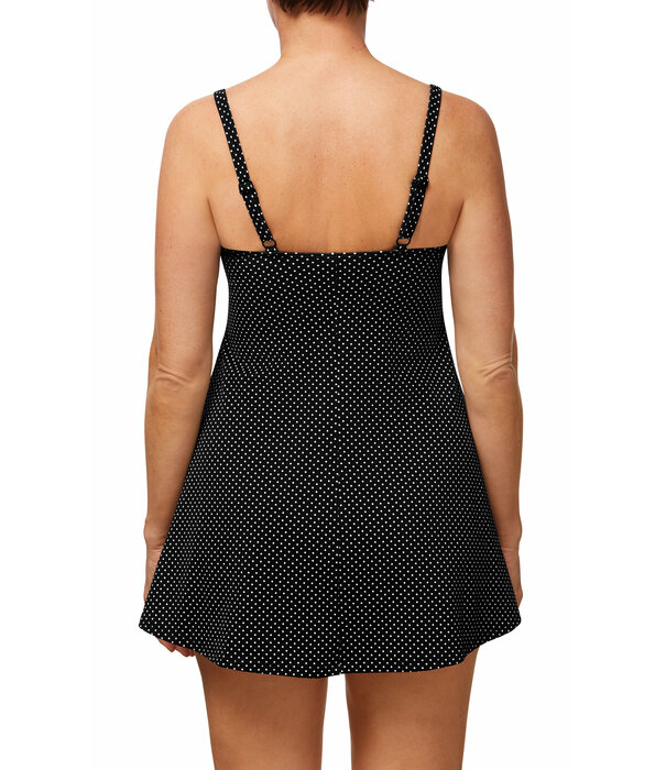 Amoena  Amoena Romantic Downtown prothese‑zwemjurkje zonder beugel in zwart met kleine witte polkadots
