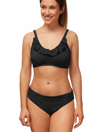 Romantic Downtown prothese bikinitop de kleur zwart print stip wit