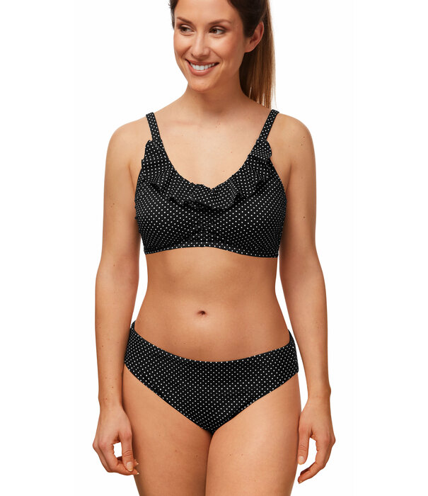 Amoena  Romantic Downtown prothese bikinitop  kleur zwart print stip wit