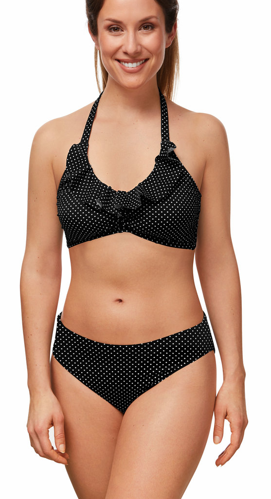 Amoena Amoena Romantic Downtown prothese bikinitop  kleur zwart print stip wit