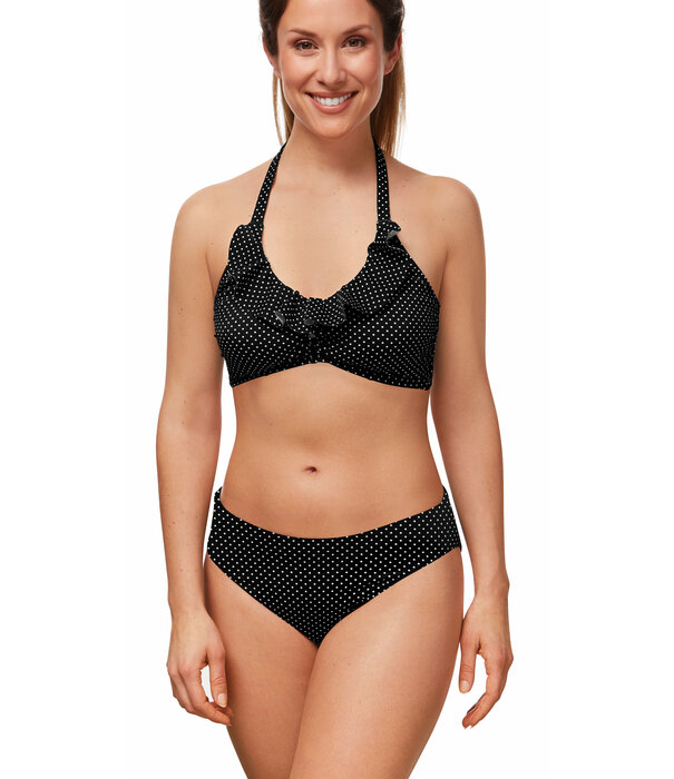Amoena  Amoena Romantic Downtown prothese bikinitop  kleur zwart print stip wit