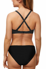 Amoena Amoena Romantic Downtown prothese bikinitop  kleur zwart print stip wit