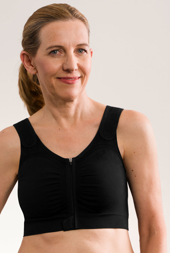 Amoena  Amoena Leyla naadloze postoperatieve en antibacteriële compressie BH met universele cups en licht compressieniveau – zwart, wit of roze nude, maten 60/65 t/m 130/135