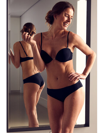 Wonderbra Multiway Plunge Bh met beugel & licht voorgevormde cup basis kleur zwart & huid