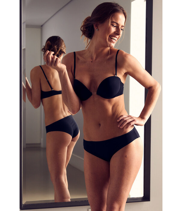 Wonderbra Wonderbra Multiway Plunge Bh met beugel & licht voorgevormde cup basis kleur zwart & huid