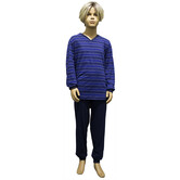 Jairo katoenen single Jersey jongenspyjama blauw met streepprint mt 152 t/m 176