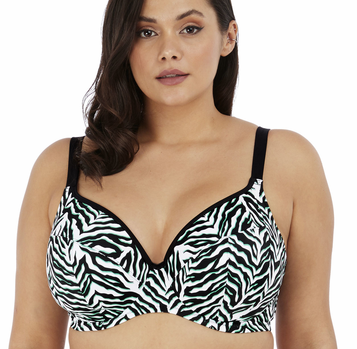 bikinitop grote maten met beugel Zulu Rhythm zwart zebraprint ELOMI