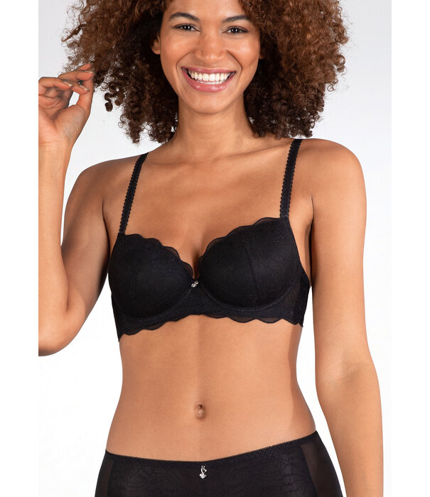 Naturana Naturana Cybele Erica Bh met beugel,voorgevormde cup met borduursel de kleur zwart, ivoor, wit of huid