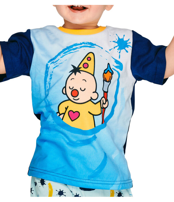 Studio 100 Bumba katoenen jongens shortama kleur blauw met print verf mt 86/92