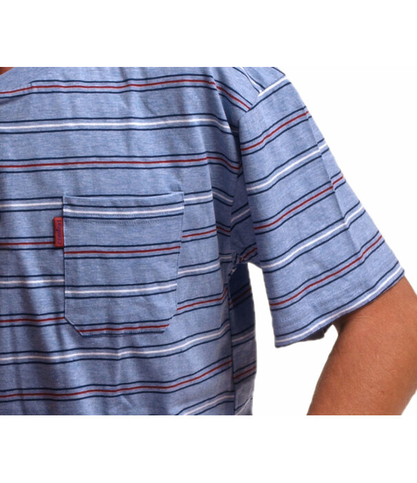 Lunatex  Raoel katoenen shortama blauw gestreept mt M t/m 2XL