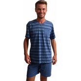 Lunatex Miquel katoenen heren shortama indigo blauw gestreept maat S