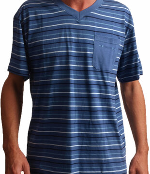 Miquel katoenen heren shortama indigo blauw gestreept mt S