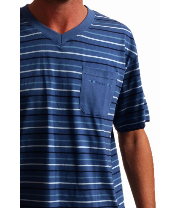 Lunatex Lunatex Miquel katoenen heren shortama indigo blauw gestreept maat S