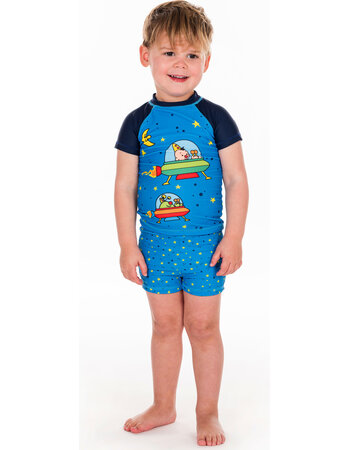 Bumba zwemsetje voor jongens kleur blauw met Bumba in ruimteschip mt 86/92 of 98/104