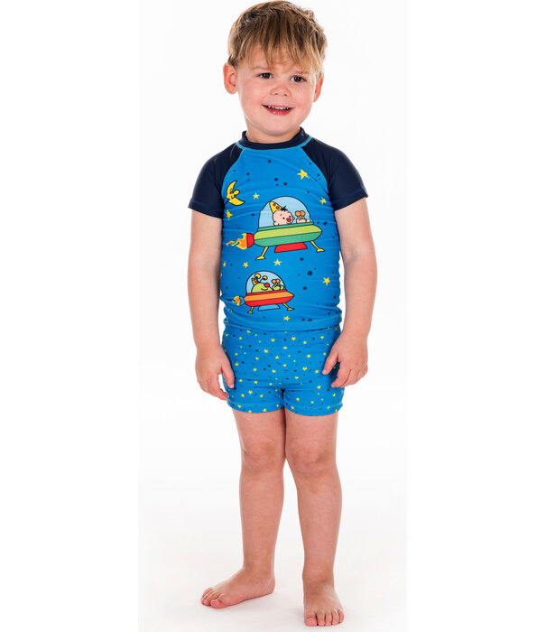 Studio 100  Bumba zwemsetje voor jongens kleur blauw met Bumba in ruimteschip mt 86/92 of 98/104