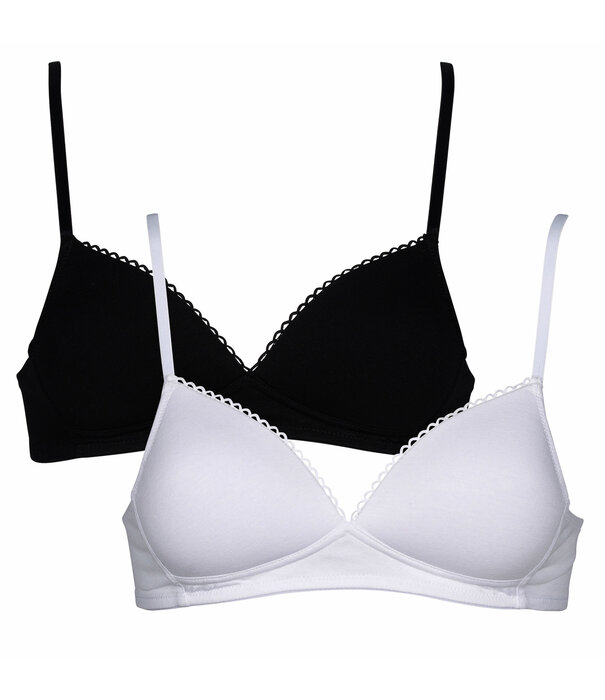 Boobs & Bloomers Boobs & Bloomers  Elody set van twee katoenen bh's zonder beugel. licht voorgevormde cup, zwart & wit