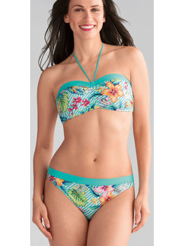 Amoena lingerie Honolulu prothese bikini zonder beugel & licht voorgevormd cup kleur turqouise met print bloem