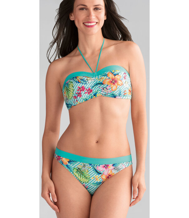 Amoena   Honolulu prothese bikini zonder beugel & licht voorgevormd cup kleur turqouise met print bloem