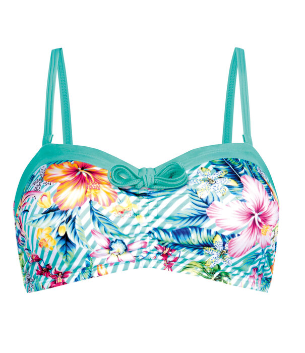 Amoena   Honolulu prothese bikini zonder beugel & licht voorgevormd cup kleur turqouise met print bloem