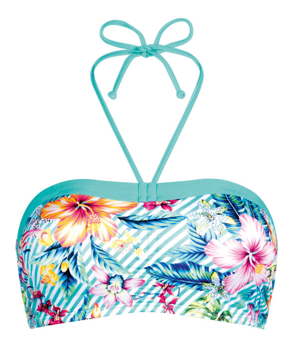 Amoena   Honolulu prothese bikini zonder beugel & licht voorgevormd cup kleur turqouise met print bloem