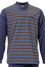 Lunatex Gentlemen Landon Badstof Herenpyjama – Grijs Gestreept Jasje & Grijze Broek (M en L)