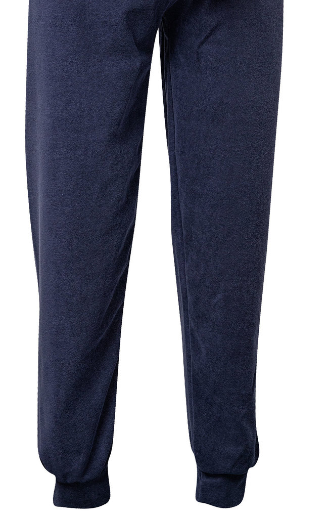 Lunatex Lunatex Gentlemen Landon badstof herenpyjama – grijs met bruin‑blauwe streepprint (M & L)