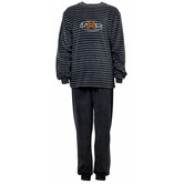 Lunatex Scott velours jongenspyjama jasje grijs gestreept & broek uni kleur grijs mt 128 of 140