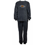 Lunatex Scott velours jongenspyjama jasje grijs gestreept & broek uni kleur grijs mt 128 of 140
