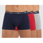 Dim Cotton Stretch 3 delig boxershortset kleur marineblauw,rood & grijs