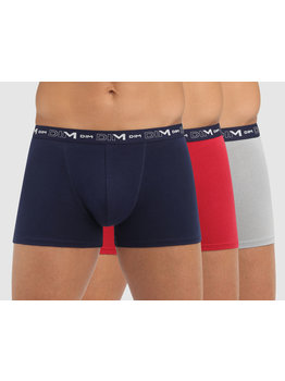 Dim  Cotton Stretch 3 delig boxershortset kleur marineblauw,rood & grijs