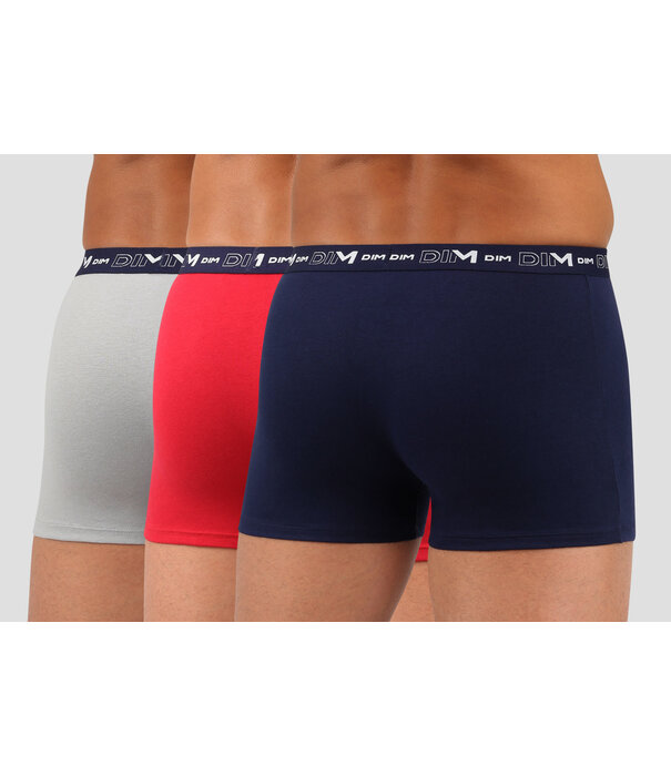 Dim  Dim Cotton Stretch 3 delig boxershortset kleur marineblauw,rood & grijs
