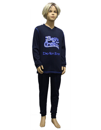 Jax  katoenen single jersey jongenspyjama marine of kobaltblauw met broek  marineblauw
