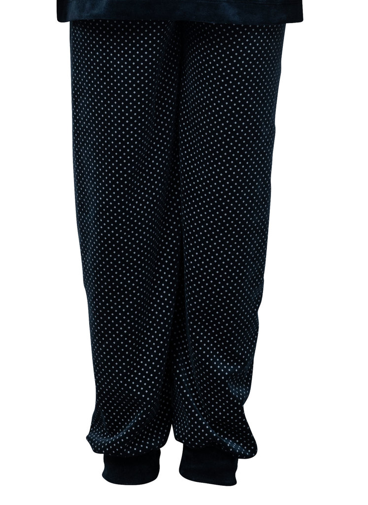 Lunatex Bryony velours meisjes pyjama kleur navy met print de maat 176