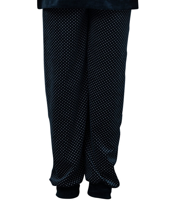 Lunatex Lunatex Bryony velours meisjes pyjama kleur navy met print de maat 176