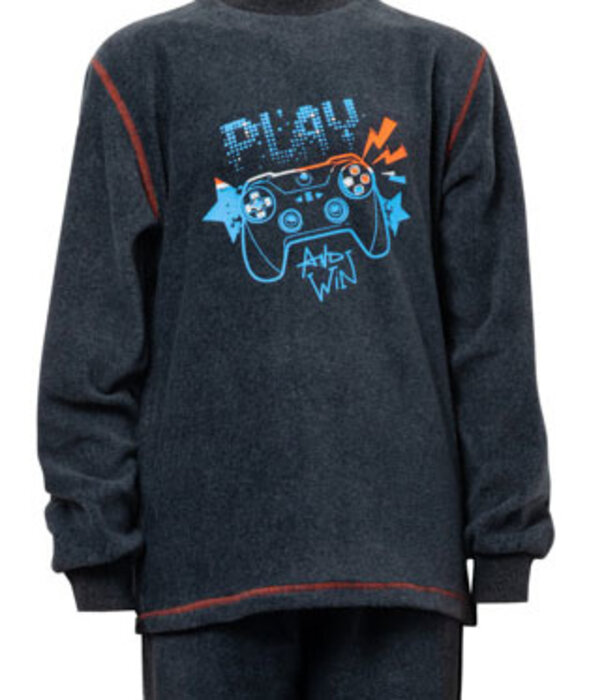 Lunatex Donovan jongenspyjama coral fleece kleur grijs