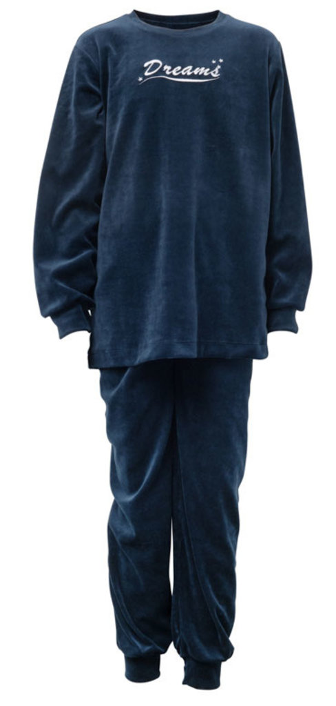 Lunatex Velours meisjes pyjama Leah kleur navy  mt 152 t/m 188