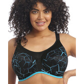 Elomi Energise sport‑bh met bredere beugel – blue lightning print – in grote maten