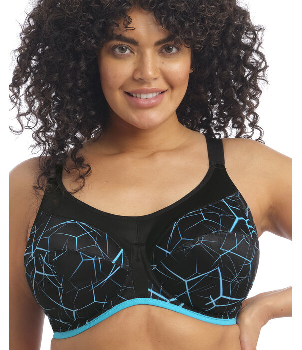 Elomi  Elomi Energise sport‑bh met bredere beugel – blue lightning print – in grote maten