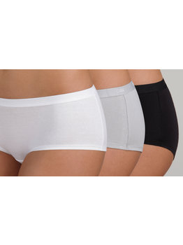 Dim  EcoDim coton stretch boxershort drie delig in basis kleuren wit, zwart & grijs