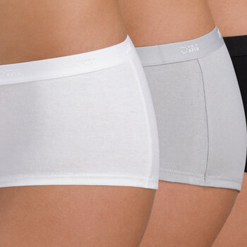 Dim EcoDim coton stretch boxershort drie delig in basis kleuren wit, zwart & grijs