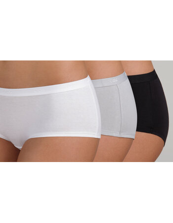 Dim EcoDim coton stretch boxershort drie delig in basis kleuren wit, zwart & grijs