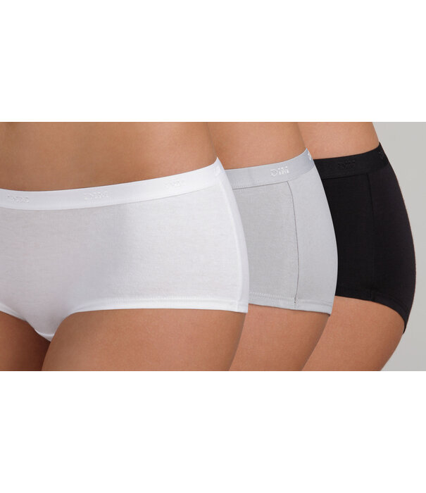 Dim  Dim  EcoDim coton stretch boxershort drie delig in basis kleuren wit, zwart & grijs