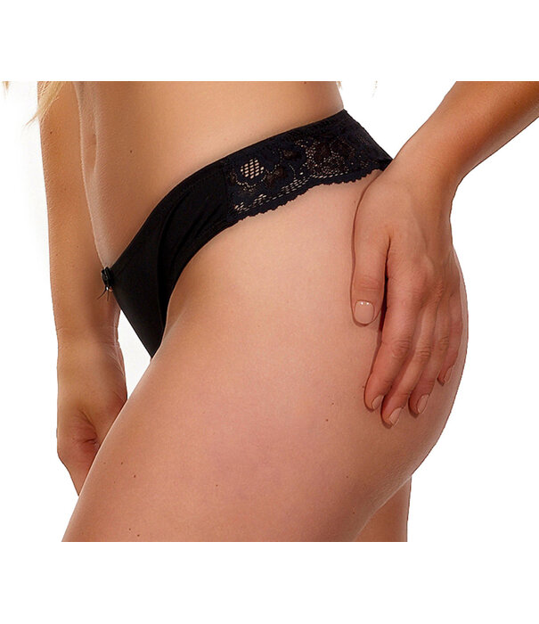 After Eden After Eden Basic String Faro kleur zwart met elastisch borduursel achterkant mt S t/m XXL