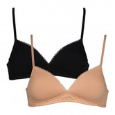 Boobs & Bloomers  Elody set van twee katoenen bh's zonder beugel zwart & poudre