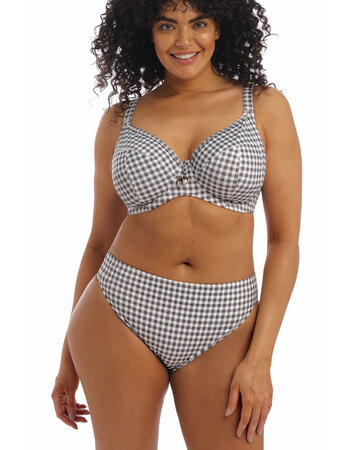 Elomi bikinitop met beugel Checkmate kleur grijs mélee  met ruitprint